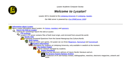 Sveriges första webbplats från 1993, Lysator.