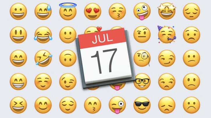 Emoji som visar kalender och datumet 17 juli.