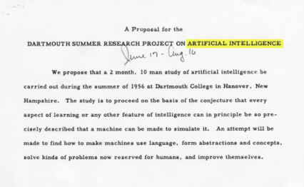 En gammal text från 1956 där ordet Artificial intelligence nämns.