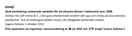 Språkrådets definition av emoji.