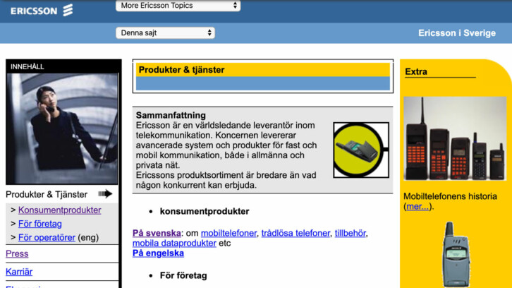 Ericssons hemsida år 2000