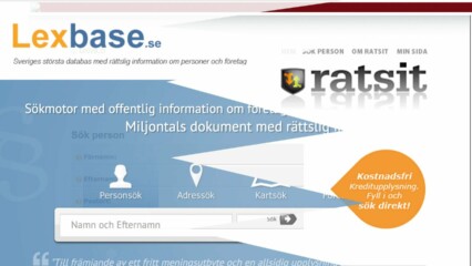 Lexbase och Ratsit hemsidor