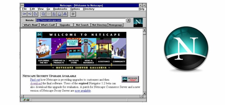 Webbläsaren Netscape logotyp och webbläsarfönster